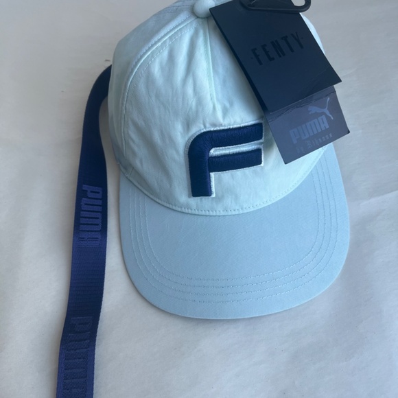 New Fenty Puma By Rihanna Embordered  F Cap Bay Mint Evening Blue Unisex Hat - Picture 5 of 14